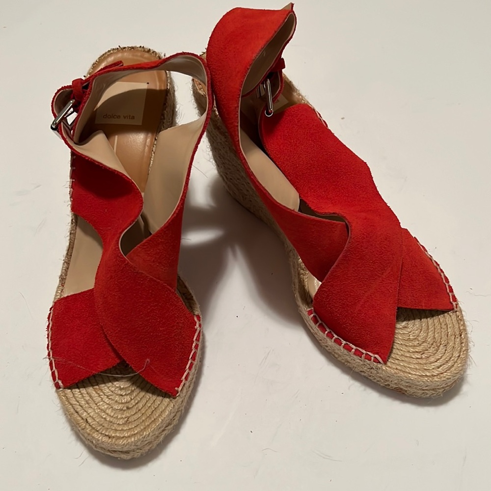 Dolce Vita wedge espadrille platformsandals in red suede